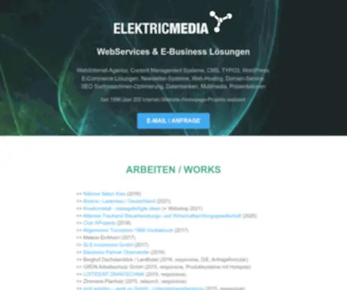 Elektricmedia.com(Websites Homepages CMS TYPO3 Wordpress Onlineshops) Screenshot