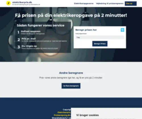 Elektrikerpris.dk(Få udregnet prisen på din elektrikeropgave med det samme i vores online prisberegner) Screenshot