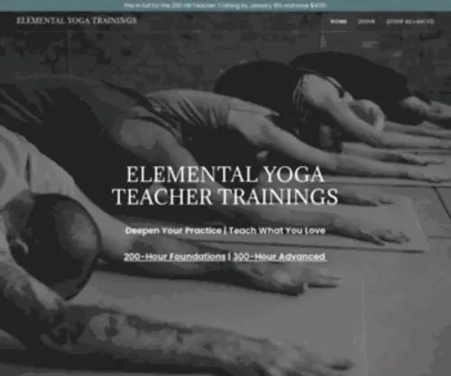 Elementalyogatraining.com(Yoga Teacher Training) Screenshot