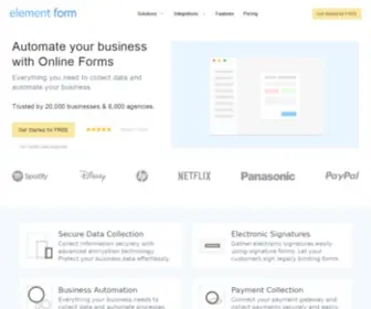 Elementform.com(Online Form Builder & Data Collection Tool) Screenshot