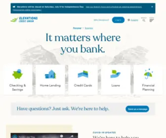 Elevationsbanking.com(Elevations Credit Union) Screenshot