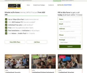 Elifeinternetpackages.com(Etisalat eLife Home Internet Packages) Screenshot