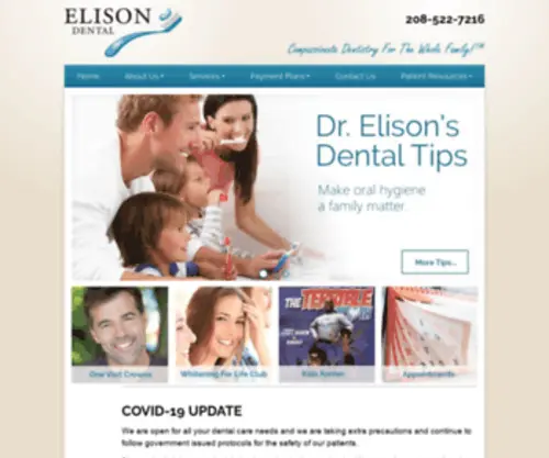 Elisondentalcenter.com(Family Dentist in Idaho Falls) Screenshot