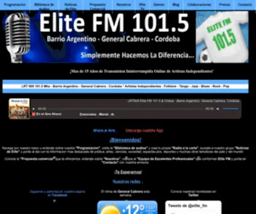 Elitefm.com.ar(LRT 809 Elite FM 101.5 Mhz) Screenshot