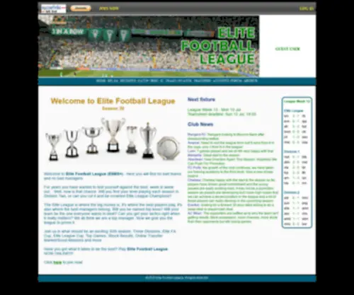 Elitefootballleague.co.uk(Elite Football League) Screenshot