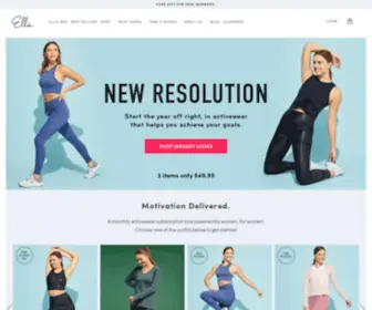 Ellie.com(5 Pieces of exclusive Activewear for $49.95 per month including free shipping) Screenshot