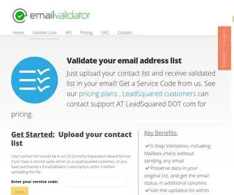 Emailvalidator.co(EmailValidator Service validates and verifies your Email Addresses and) Screenshot