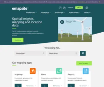 Emapsite.com(Leading supplier of UK mapping & data and other location content services) Screenshot
