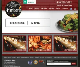 Embers.com(Buffet Restaurant in Ocean City) Screenshot