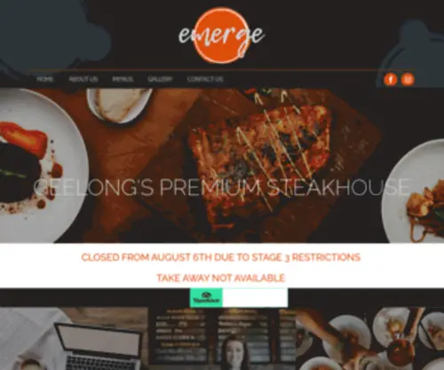 Emergedining.com.au(Geelong's Premium Steakhouse) Screenshot