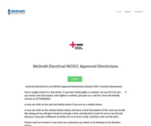 Emergencyelectriciansinmanchester.com(McGrath Electrical Electricians Based in urmston Manchester) Screenshot