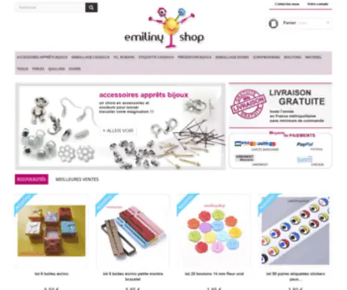 Emilinyshop.com(Accessoires création de bijoux et emballages) Screenshot