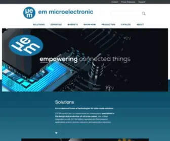 Emmicroelectronic.com(Tailor-Made chips and modules manufacturer) Screenshot