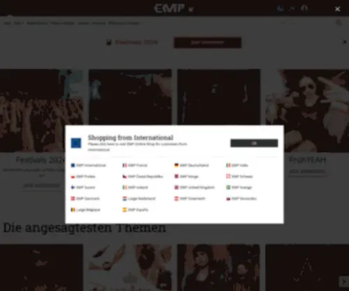 EMP.de(EMP Fanartikel & Rockshop • Merchandise für Band & Filmfans) Screenshot