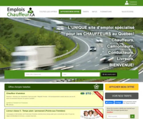 Emploischauffeur.ca(Meilleur site emplois chauffeur et camionneur au Québec) Screenshot