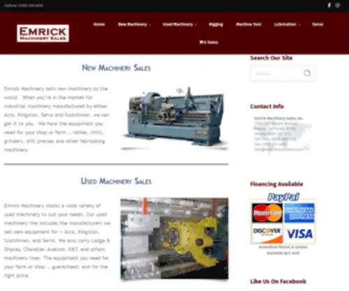 Emrickmachinery.com(New & Used Machinery Sales) Screenshot