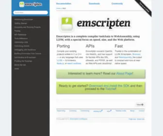Emscripten.org(Git (dev) documentation) Screenshot
