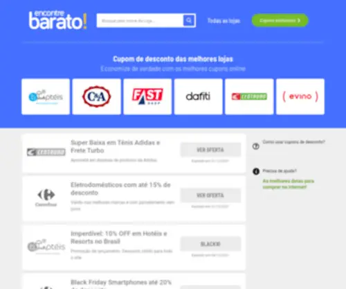 Encontrebarato.com.br(Cupons e Ofertas das melhores lojas online do Brasil) Screenshot