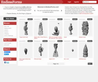 Endlessforms.com(Design objects with evolution and 3D print them) Screenshot