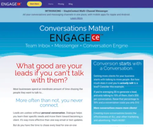 Engagece.com(EngageCE Conversation Engine) Screenshot