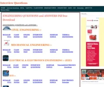 EngineeringinterviewQuestions.com(Engineering Questions and Answers Quiz Pdf MCQs 2024) Screenshot