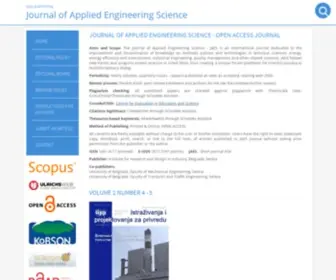Engineeringscience.rs(Discover the Journal of Applied Engineering Science) Screenshot