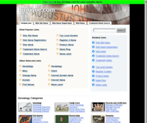 Enrique.com(The Leading Genealogy Site on the Net) Screenshot
