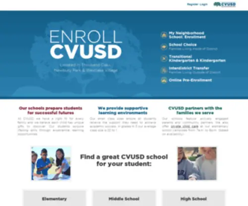 EnrollcVusd.com(Conejo Valley Unified School District) Screenshot