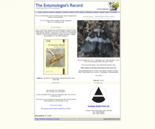 Entrecord.com(The Entomologist's Record and Journal of Variation) Screenshot