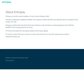 Entropay.com(A member of the Ixaris group) Screenshot