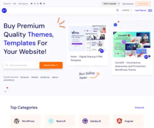 Envytheme.com(Buy Premium Quality Website Themes and Templates) Screenshot