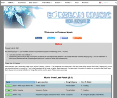 Eorzeanmusic.com(Eorzeanmusic) Screenshot
