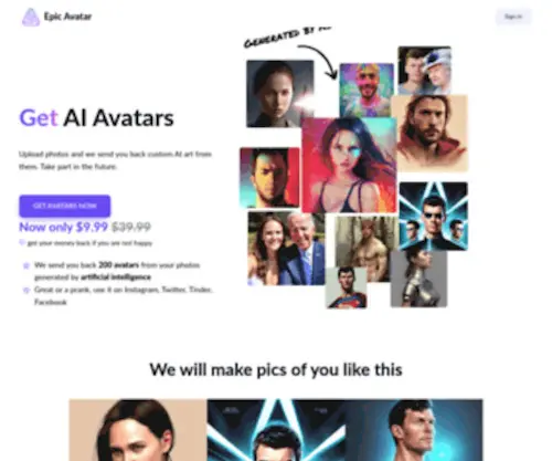 Epic-Avatar.com(AI Profile Picture Generator I Epic Avatar Epic Avatar) Screenshot