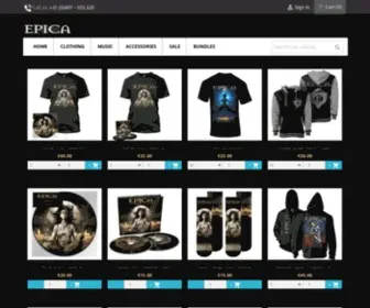 Epicawebshop.com(Official Epica merchandise webshop) Screenshot