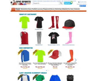 Epicsports.com(Soccer, Baseball, Football, Basketball Gear) Screenshot