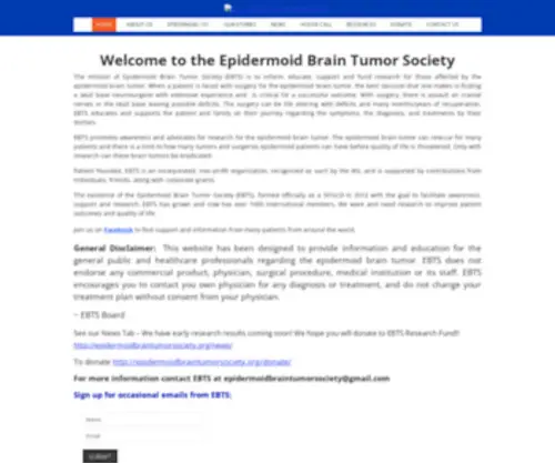 Epidermoidbraintumorsociety.org(The Epidermoid Brain Tumor Society) Screenshot