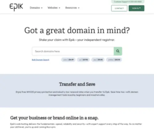 Epik.com(Your Independent Registrar) Screenshot