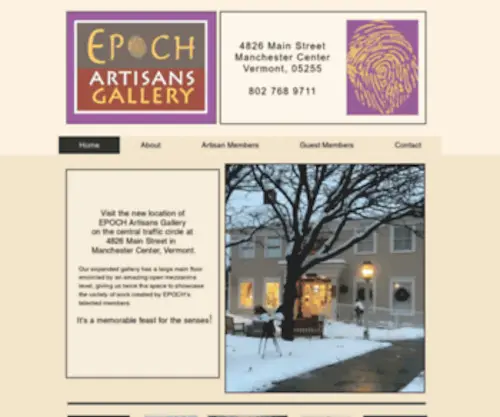 Epochvermont.com(An artisan gallery in Manchester Vermont) Screenshot