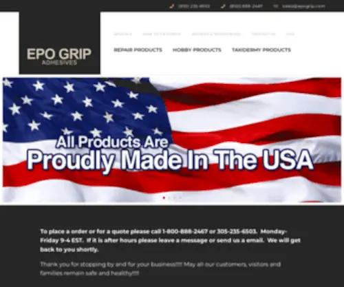 Epogrip.com(EPO-GRIP ADHESIVES) Screenshot