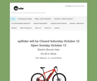 Eprider.com(EBikes, Electric Scooters, Electric Bicycles, ebike sales and repair in Toronto) Screenshot