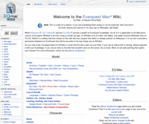Eqmacwiki.com(The EQMac Wiki) Screenshot