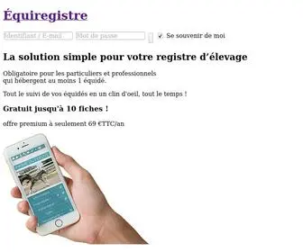 Equiregistre.fr(Registre élevage chevaux équin équidés) Screenshot