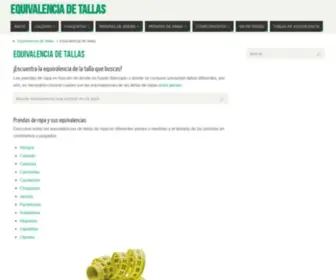 Equivalenciatallas.com(Equivalencia de tallas) Screenshot