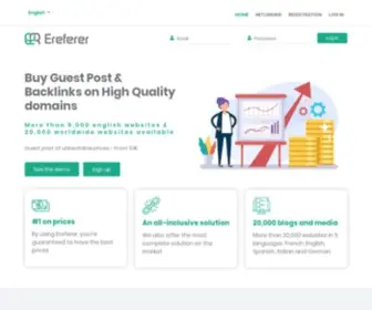 Ereferer.com(Buy guest posts & backlinks on high quality domains) Screenshot