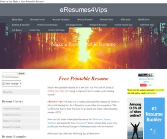 Eresumes4Vips.com(Make a Free Printable Resume) Screenshot