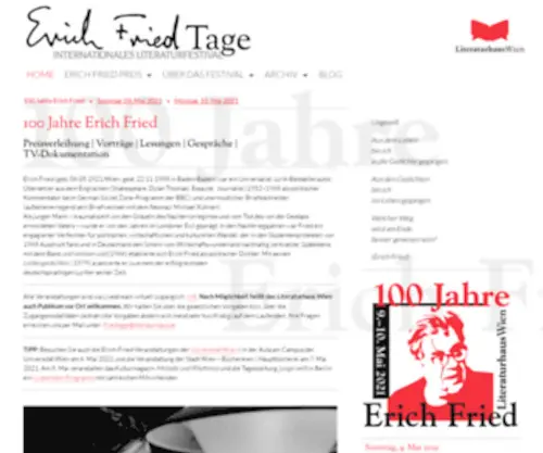 Erichfriedtage.com(100 Jahre Erich Fried) Screenshot