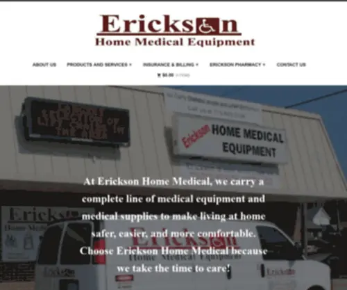 Ericksonhomemed.com(We take the time to care) Screenshot