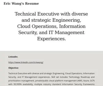 Ericwang.com(Eric Wang's Resume) Screenshot