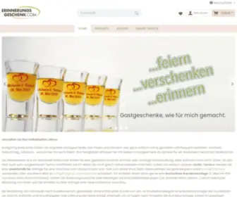 Erinnerungsgeschenk.de(Als originelle Gastgeschenke und Give Aways zur Hochzeit individuell bedruckte Gläser verschenken) Screenshot