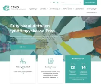 Erko.fi(Erityiskoulutettujen työttömyyskassa Erko) Screenshot